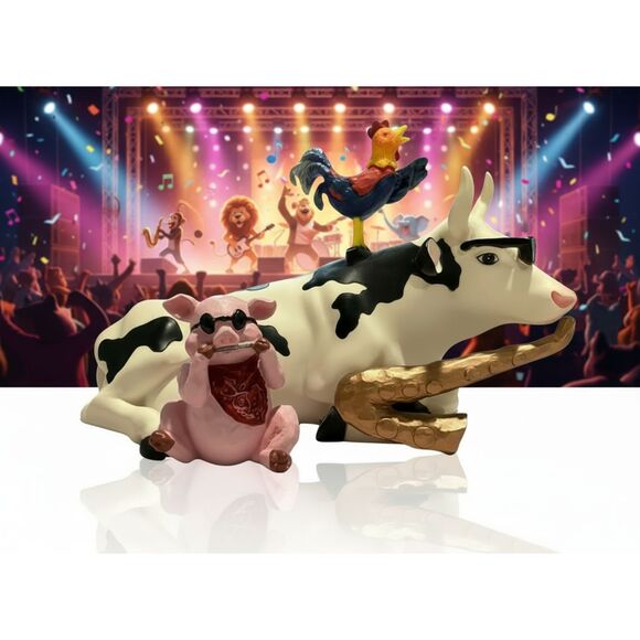 CowParade Mixed Plate Blues #9141 - 2001 Retired Collectible Figurine - Picture 1 of 7